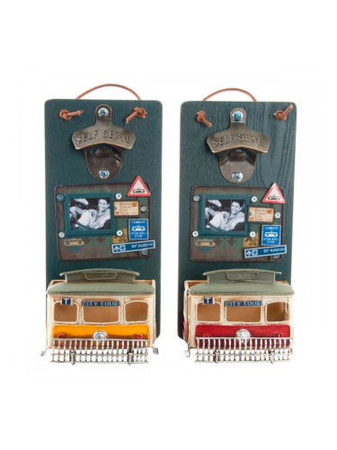 Отварачка за бутилки DKD Home Decor Self Serve Дървен Метал (2 pcs) (26 x 12 x 9 cm)