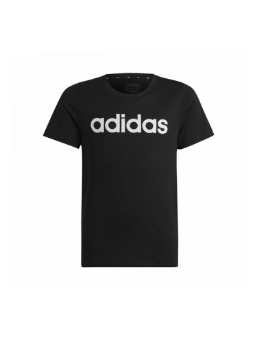 Детски Тениска с къс ръкав Adidas Essentils Logo Linear Черен - 9-10 години