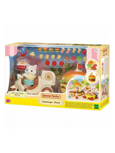 Аксесоари за Къща на Кукли Sylvanian Families Puesto de hamburguesas - Papa Latte Cat y Scooter 30 Части