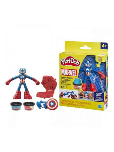 Игра от Пластелин Play-Doh Capitán América Set Stamper Shield Многоцветен
