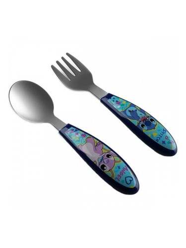 Комплект Прибори за Хранене ThermoBaby LILO & STITCH Син цвят тюркоаз Метал Неръждаема стомана 2 Части