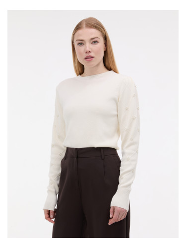 Кремов дамски пуловер с апликация ORSAY