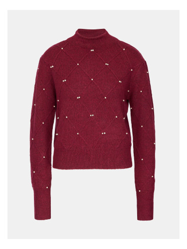 Бордо дамски пуловер с апликация ORSAY