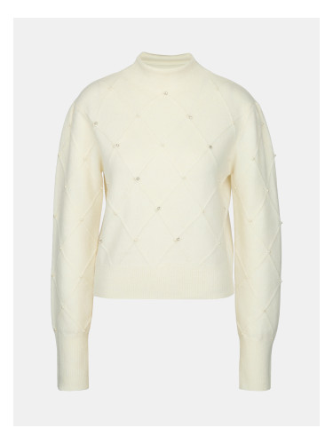 Кремов дамски пуловер с апликация ORSAY