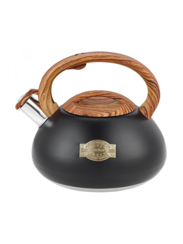 Свирещ чайник Klausberg KB 7565, 3 л, Дебелостенна основа, Индукция, Черен/кафяв