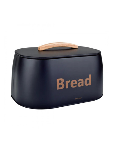 Кутия за хляб Kinghoff KH 1946, 35 см, Метално тяло, Дървена дръжка, Черен