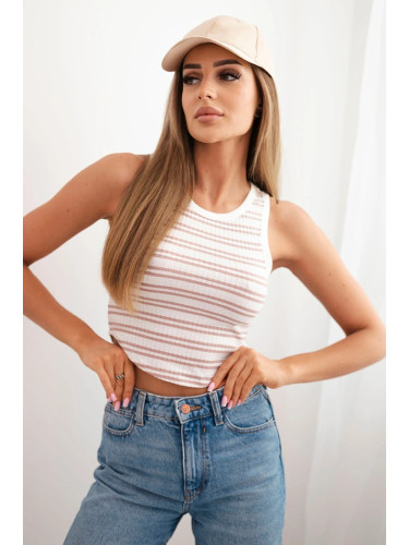 Дамски оребрен раиран топ без ръкави