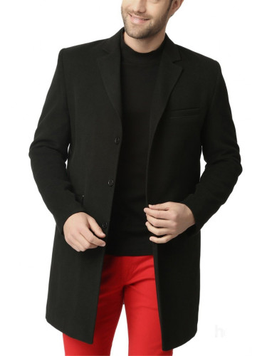 Вълнено палто с цвят на едър боровинка