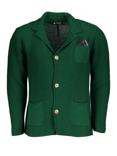 Зелен мъжки пуловер с копчета