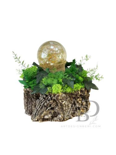 Бутикова нощна лампа от корк със скандинавски мъх