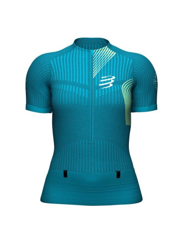 Compressport TRAIL POSTURAL SS TOP W Дамска фланелка за колоездене, тюркоазено, размер