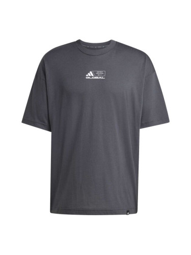 adidas GFX TEE GLOB Мъжка спортна тениска, тъмносиво, размер