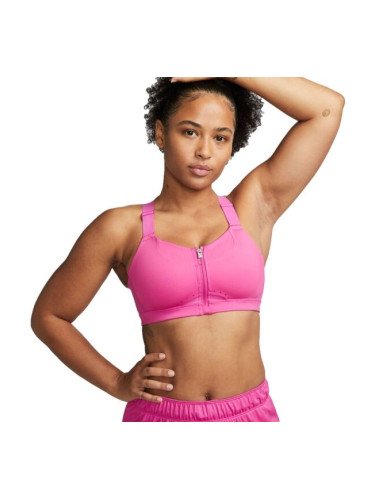 Nike NK DF ALPHAS HS FRONT ZIP B Дамски спортен сутиен, розово, размер S A-C