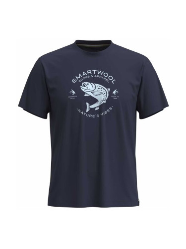 Smartwool TROUT FISCHING SHORT SLEEVE GRAPHIC TEE Мъжка тениска, тъмносин, размер