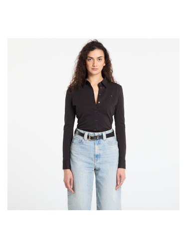 Тениска Tommy Hilfiger 1985 Slim Pique Btn Down Ls Black XL