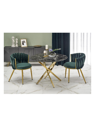 Трапезна маса BM-Raymond 2, черен мрамор и златно