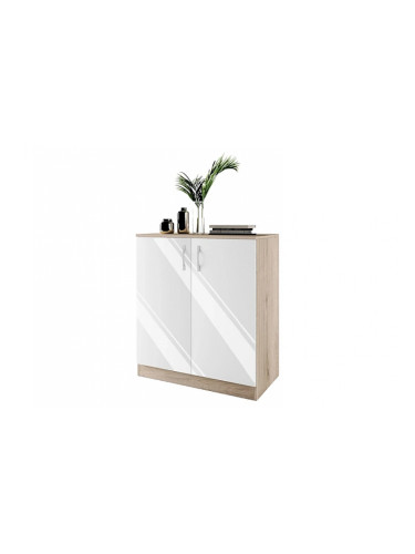 Шкаф Мебели Богдан Модел 276/ 3009, с два рафта, плавно затваряне, Арвен и бял гланц