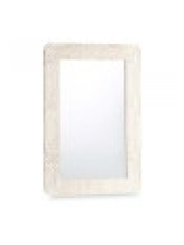 Стенно огледало Бял Кафяв Дърво манго Извивка 90 x 60 x 2 cm