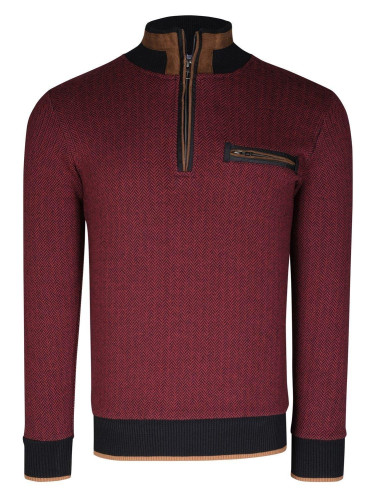 Мъжки пуловер с шарки в бордо