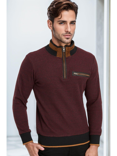 Мъжки пуловер Dewberry черно-бордо