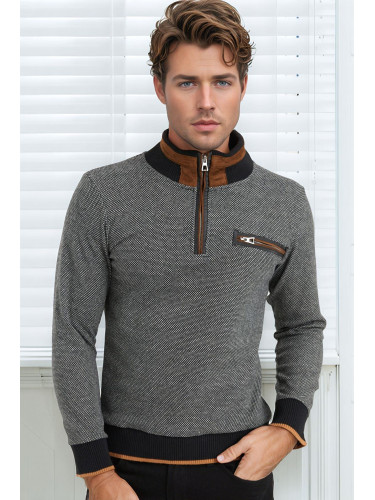 Мъжки пуловер Dewberry черно-бял