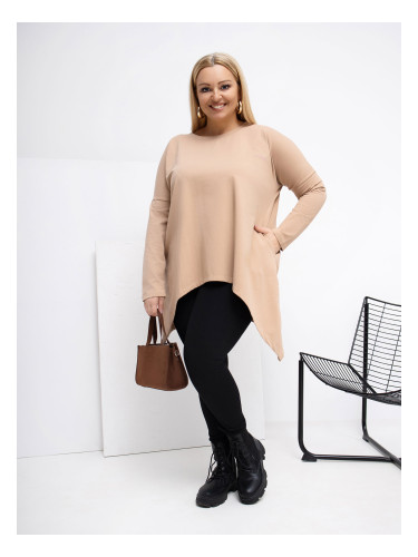 Блуза с големи размери в бежово