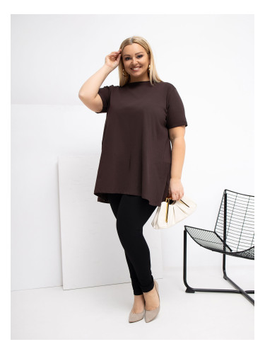 Туника с големи размери в тъмнокафяво