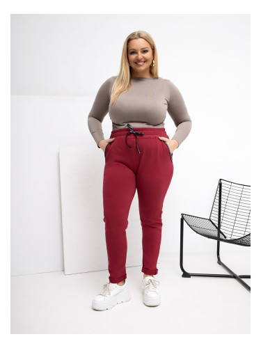Бордо спортни панталони с големи размери