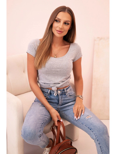 Дамска памучна блуза Kesi с къс ръкав