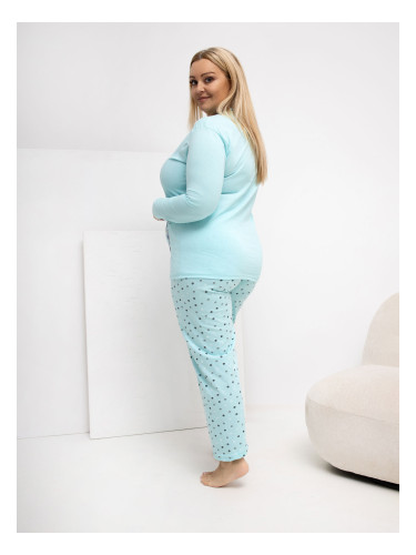 Дамска пижама с големи размери в цвят мента