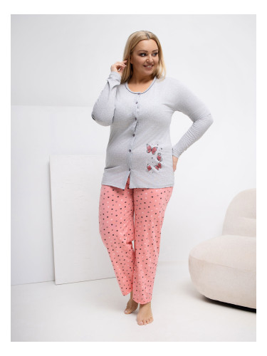 Дамска пижама с големи размери и мотив на пеперуда
