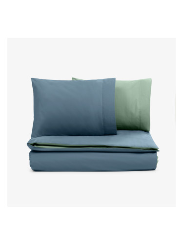 Спално бельо НЮАНСИ СИН/ЗЕЛЕН, 100% Памук ранфорс, 3 части