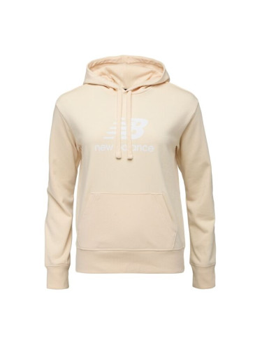 New Balance ESSENTIALS STACKED LOGO FRENCH TERRY HOODIE W Дамски суитшърт, бежово, размер