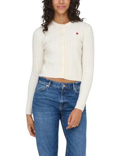 Бял обикновен пуловер с копчета