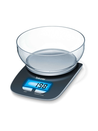 Кухенска везна с купа Beurer KS 25, 3кг., 1.2 литра, Дигитален дисплей, Безцветен/Черен