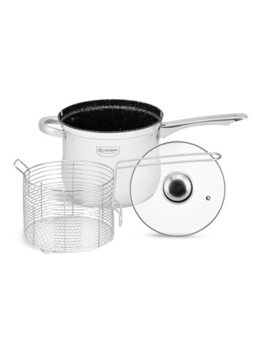 Тенджера с кошница за пържене Edenberg EB-1510, 3.8 л, 18 см, Мраморно покритие, Индукция, Инокс