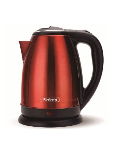 Електрическа кана Rosberg R51230IR, 1800W, 1.8 L, Защита, Инокс/червен