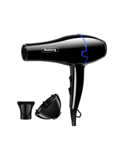 Сешоар Rosberg R51100KD, 2000 W, 2 скорости, 3 нива, Дифузер, Черен