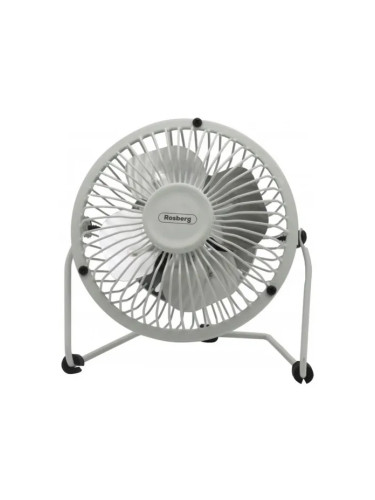 Вентилатор USB Rosberg R51760I6, 2.5W, 15 см, Настолен, Бял