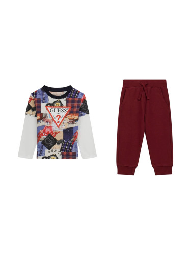 Детски трикотажен комплект от трико в цвят бордо Guess