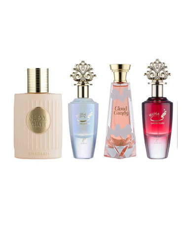 Khadlaj  Комбо - 4х100 ml - Cream Velvet, Nuha Vanilla Pearl, Cloud Candy и  Nuha Cherry Blush