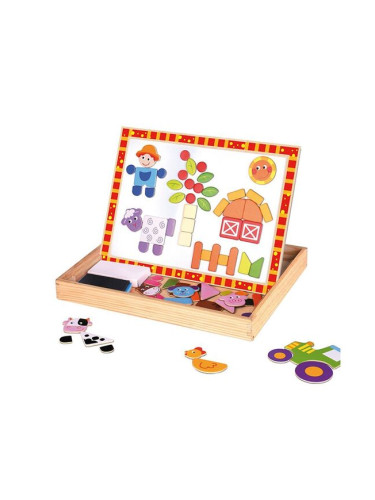 Двустранна магнитна дъска с цветни форми Tooky Toy - Ферма