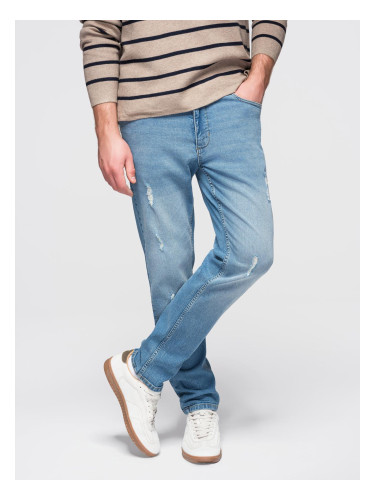 Мъжки дънки CARROT FIT с ожулвания - светло сини