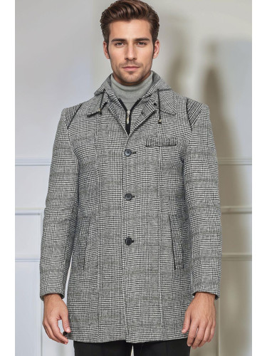 Мъжко карирано палто с цвят на едра боровинка