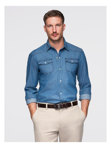 Мъжка дънкова риза с джобове