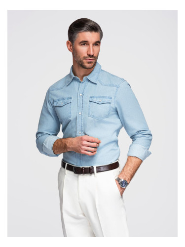 Мъжка дънкова риза с джобове