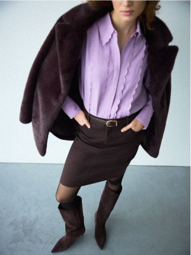 Mohito - Дънкова миди пола - тъмно кафяво