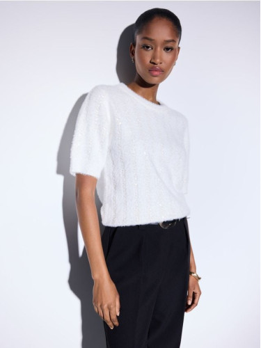 Mohito - Пуловер с къс ръкав - бяло