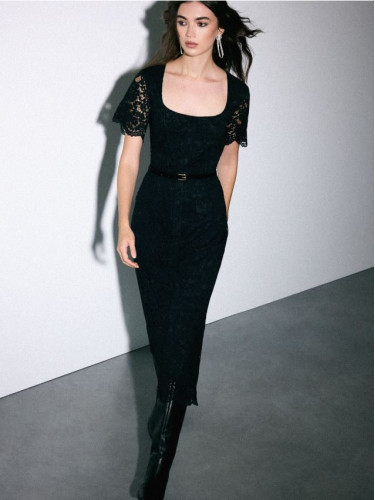 Mohito - Дантелена миди рокля - черен