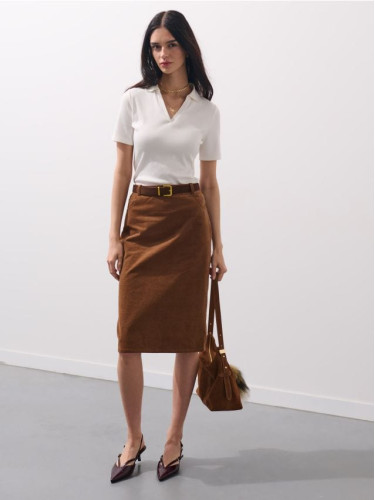 Mohito - Миди пола с колан - кафяво